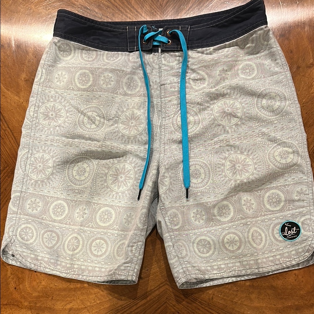 Lost Gray and Teal Swim Board Shorts